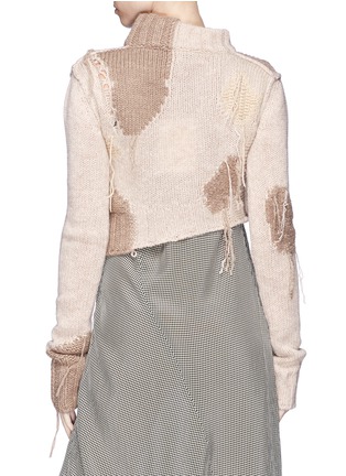 Back View - Click To Enlarge - ACNE STUDIOS - 'Olia' fringe intarsia patch cropped wool blend sweater