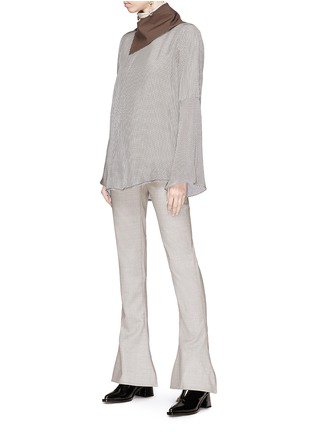 Figure View - Click To Enlarge - ACNE STUDIOS - 'Toni Fluid' reverse staggered cuff flare suiting pants