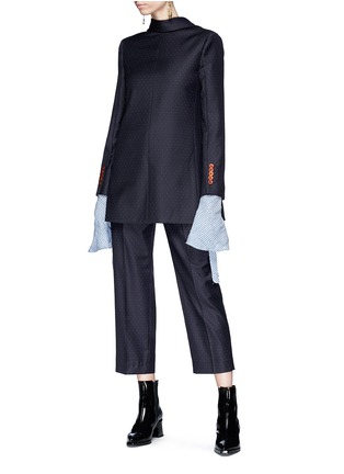 Figure View - Click To Enlarge - ACNE STUDIOS - 'Trea Dot' print cropped suiting pants