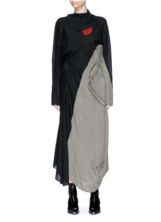 Main View - Click To Enlarge - ACNE STUDIOS - 'Dragica' check plaid panel drape maxi dress
