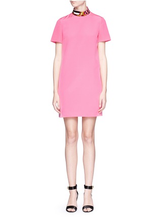 Main View - Click To Enlarge - EMILIO PUCCI - Sequinned collar silk crepe dress
