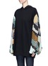 Front View - Click To Enlarge - EMILIO PUCCI - Check print chiffon sleeve oversized hoodie