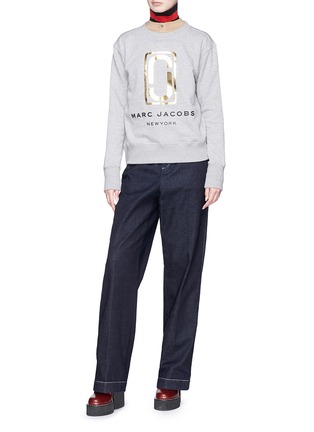Figure View - Click To Enlarge - MARC JACOBS - Double J logo foil print French terry sweatshirt