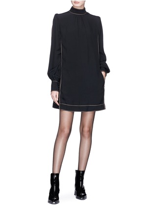 Figure View - Click To Enlarge - MARC JACOBS - Contrast stitch crepe shift dress