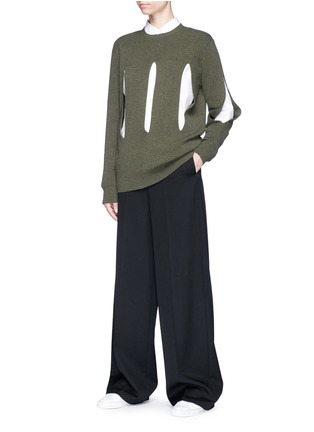 Figure View - Click To Enlarge - PORTS 1961 - Vertical slit wool sweater
