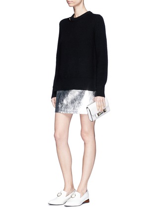 Figure View - Click To Enlarge - PROENZA SCHOULER - Crinkled metallic calfskin leather mini skirt