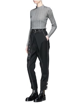 Figure View - Click To Enlarge - PROENZA SCHOULER - Metallic accent rib knit sweater