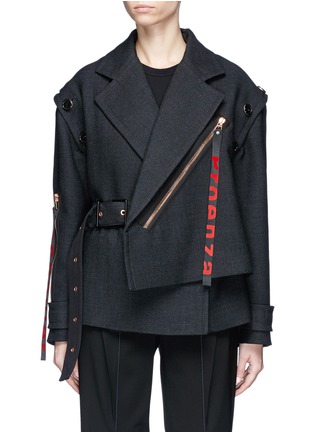Main View - Click To Enlarge - PROENZA SCHOULER - Logo zip pull lapel overlay suiting jacket