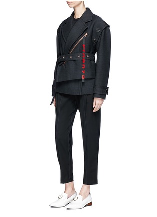 Figure View - Click To Enlarge - PROENZA SCHOULER - Logo zip pull lapel overlay suiting jacket