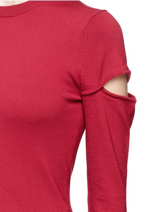 Detail View - Click To Enlarge - PROENZA SCHOULER - Cutout sleeve asymmetric Merino wool blend sweater