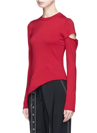Front View - Click To Enlarge - PROENZA SCHOULER - Cutout sleeve asymmetric Merino wool blend sweater