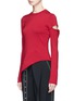 Front View - Click To Enlarge - PROENZA SCHOULER - Cutout sleeve asymmetric Merino wool blend sweater