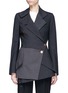 Main View - Click To Enlarge - PROENZA SCHOULER - Colourblock hem overlay deconstructed suiting jacket