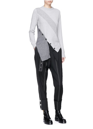 Figure View - Click To Enlarge - PROENZA SCHOULER - Asymmetric colourblock stripe wool-cashmere sweater