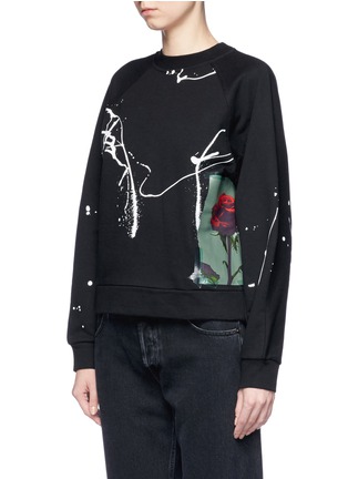 Front View - Click To Enlarge - PROENZA SCHOULER - Rose print paint splatter sweatshirt