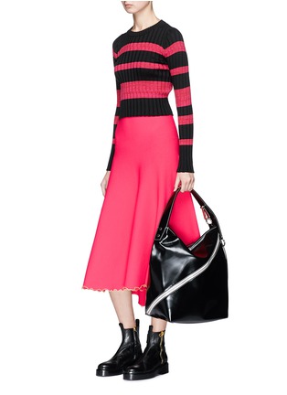 Figure View - Click To Enlarge - PROENZA SCHOULER - Squiggle hem flared knit skirt