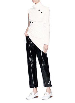 Figure View - Click To Enlarge - PROENZA SCHOULER - Scarf collar button embellish mock wrap crepe top