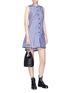 Figure View - Click To Enlarge - PROENZA SCHOULER - Skirt overlay stripe flared dress