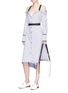 Figure View - Click To Enlarge - PROENZA SCHOULER - Off-shoulder belted stripe dress