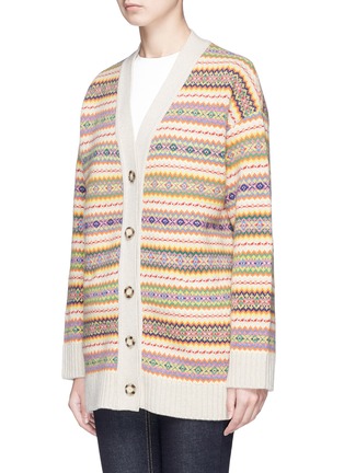 Front View - Click To Enlarge - STELLA MCCARTNEY - Ethnic stripe oversized virgin wool cardigan