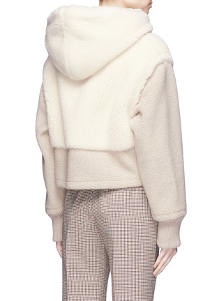 Back View - Click To Enlarge - STELLA MCCARTNEY - Colourblock faux shearling hooded jacket