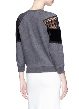 Back View - Click To Enlarge - STELLA MCCARTNEY - Guipure lace and velvet panel sweatshirt