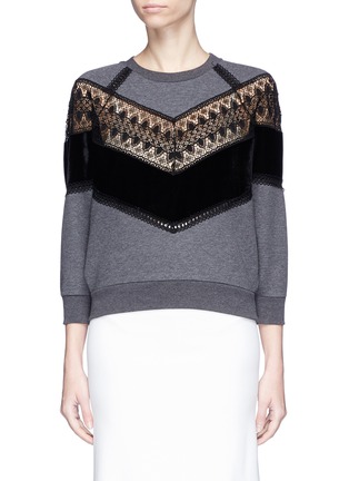 Main View - Click To Enlarge - STELLA MCCARTNEY - Guipure lace and velvet panel sweatshirt