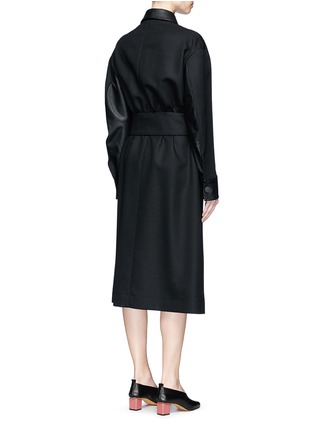 Back View - Click To Enlarge - STELLA MCCARTNEY - Alter nappa leather panel wool long coat