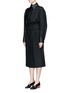 Front View - Click To Enlarge - STELLA MCCARTNEY - Alter nappa leather panel wool long coat