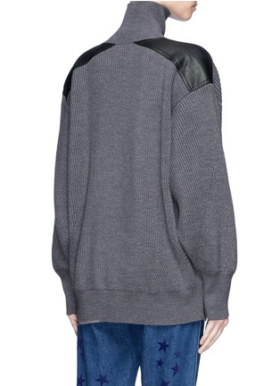 Back View - Click To Enlarge - STELLA MCCARTNEY - Faux leather patch oversized virgin wool sweater