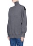 Front View - Click To Enlarge - STELLA MCCARTNEY - Faux leather patch oversized virgin wool sweater