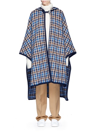 Main View - Click To Enlarge - STELLA MCCARTNEY - Check wool blend hooded poncho