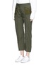 Front View - Click To Enlarge - STELLA MCCARTNEY - Faux suede insert cropped cargo pants