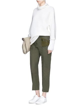 Figure View - Click To Enlarge - STELLA MCCARTNEY - Faux suede insert cropped cargo pants