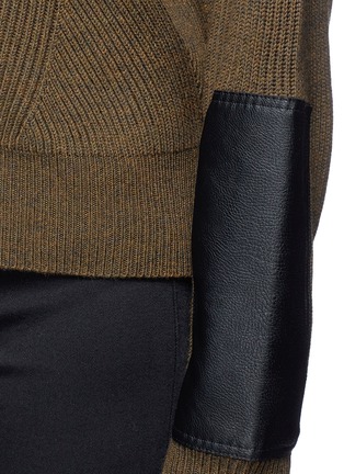 Detail View - Click To Enlarge - STELLA MCCARTNEY - Faux leather patch wool rib knit sweater