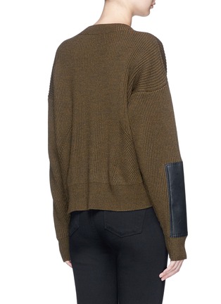 Back View - Click To Enlarge - STELLA MCCARTNEY - Faux leather patch wool rib knit sweater