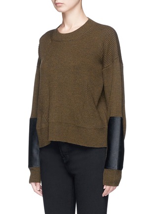 Front View - Click To Enlarge - STELLA MCCARTNEY - Faux leather patch wool rib knit sweater