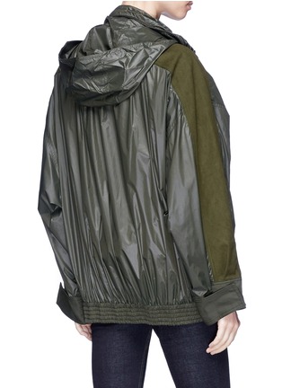 Back View - Click To Enlarge - STELLA MCCARTNEY - Faux suede panel hooded windbreaker parka