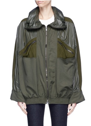 Main View - Click To Enlarge - STELLA MCCARTNEY - Faux suede panel hooded windbreaker parka