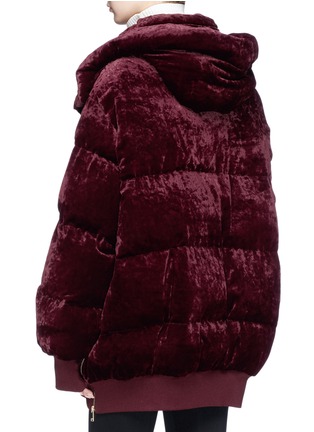 Back View - Click To Enlarge - STELLA MCCARTNEY - Detachable hood oversized quilted velvet puffer jacket