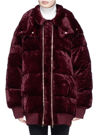 Main View - Click To Enlarge - STELLA MCCARTNEY - Detachable hood oversized quilted velvet puffer jacket