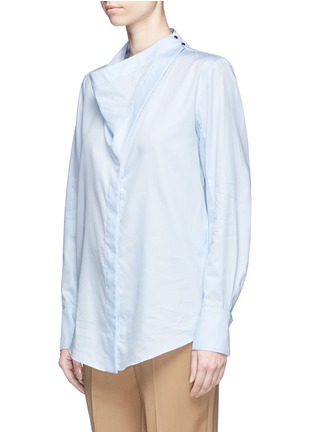 Front View - Click To Enlarge - STELLA MCCARTNEY - 'Damiane' asymmetric cowl neck poplin shirt