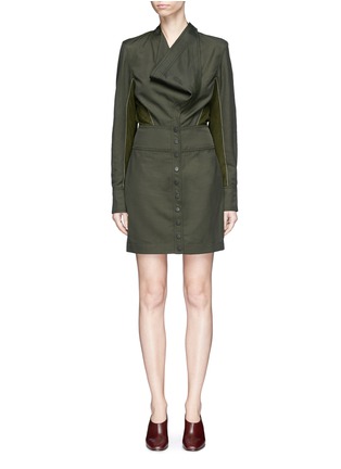 Main View - Click To Enlarge - STELLA MCCARTNEY - Asymmetric cowl neck faux suede panel dress