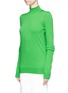 Front View - Click To Enlarge - STELLA MCCARTNEY - Quilted sleeve oversized virgin wool turtleneck sweater