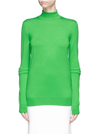 Main View - Click To Enlarge - STELLA MCCARTNEY - Quilted sleeve oversized virgin wool turtleneck sweater