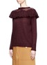 Front View - Click To Enlarge - STELLA MCCARTNEY - Crochet ruffle trim brushed mohair blend sweater