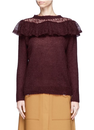 Main View - Click To Enlarge - STELLA MCCARTNEY - Crochet ruffle trim brushed mohair blend sweater