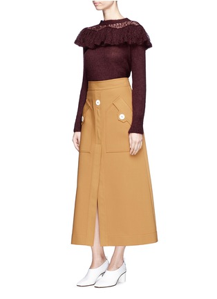 Figure View - Click To Enlarge - STELLA MCCARTNEY - Crochet ruffle trim brushed mohair blend sweater