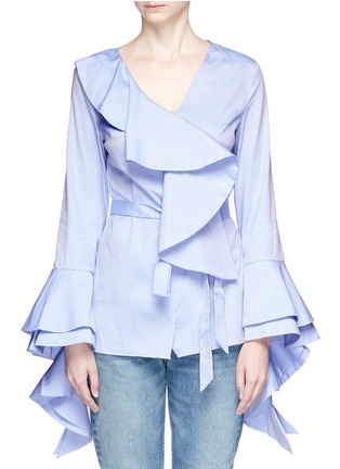 Main View - Click To Enlarge - C/MEO COLLECTIVE - 'Still Standing' ruffle poplin wrap shirt