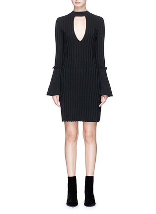 Main View - Click To Enlarge - C/MEO COLLECTIVE - 'Mind Reader' trumpet sleeve bodycon knit dress